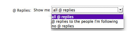 Twitter @reply settings