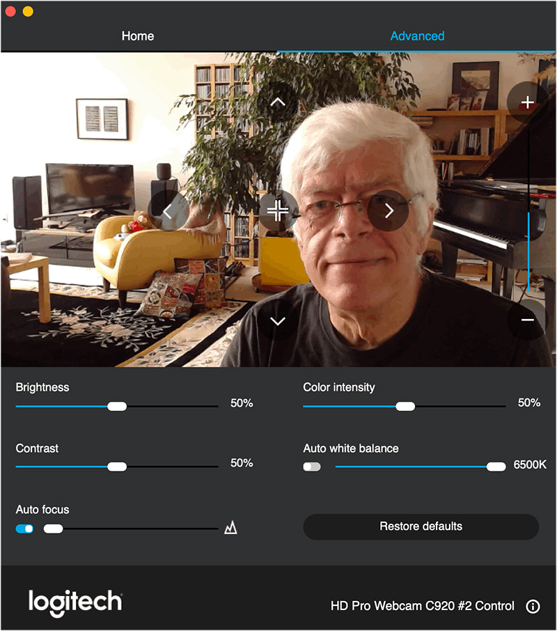 change logitech webcam settings mac